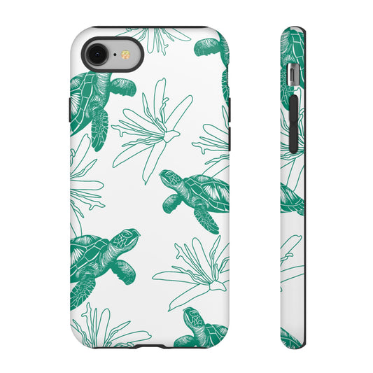Sea Turtle Pattern Tough Phone Case — Teal Coastal Protection