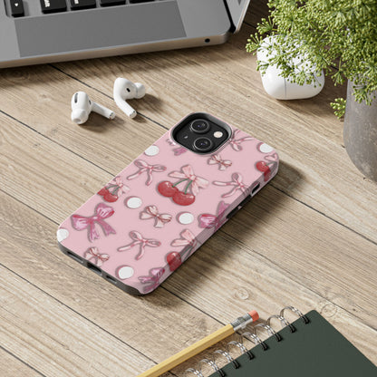 Cute Cherry & Bow Tough Phone Case