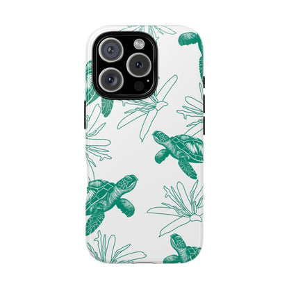 Sea Turtle Pattern Tough Phone Case — Teal Coastal Protection