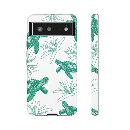 Sea Turtle Pattern Tough Phone Case — Teal Coastal Protection