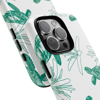 Sea Turtle Pattern Tough Phone Case — Teal Coastal Protection