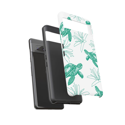 Sea Turtle Pattern Tough Phone Case — Teal Coastal Protection