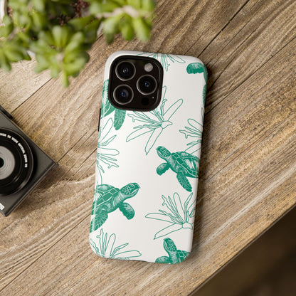 Sea Turtle Pattern Tough Phone Case — Teal Coastal Protection