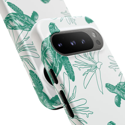 Sea Turtle Pattern Tough Phone Case — Teal Coastal Protection