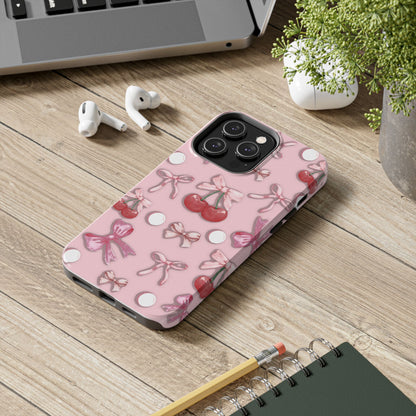 Cute Cherry & Bow Tough Phone Case