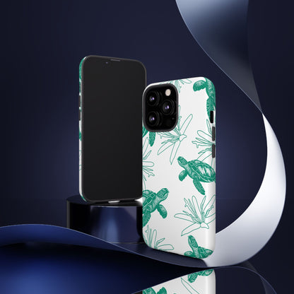 Sea Turtle Pattern Tough Phone Case — Teal Coastal Protection