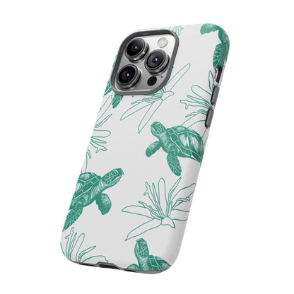 Sea Turtle Pattern Tough Phone Case — Teal Coastal Protection