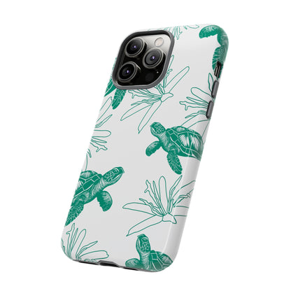 Sea Turtle Pattern Tough Phone Case — Teal Coastal Protection