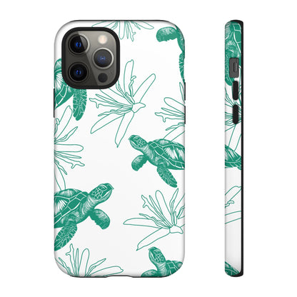 Sea Turtle Pattern Tough Phone Case — Teal Coastal Protection