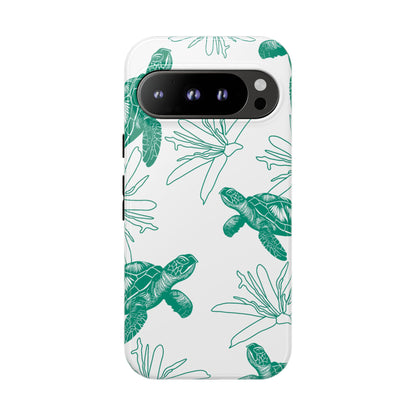 Sea Turtle Pattern Tough Phone Case — Teal Coastal Protection