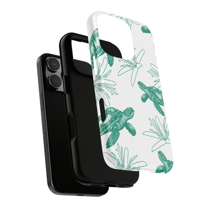 Sea Turtle Pattern Tough Phone Case — Teal Coastal Protection