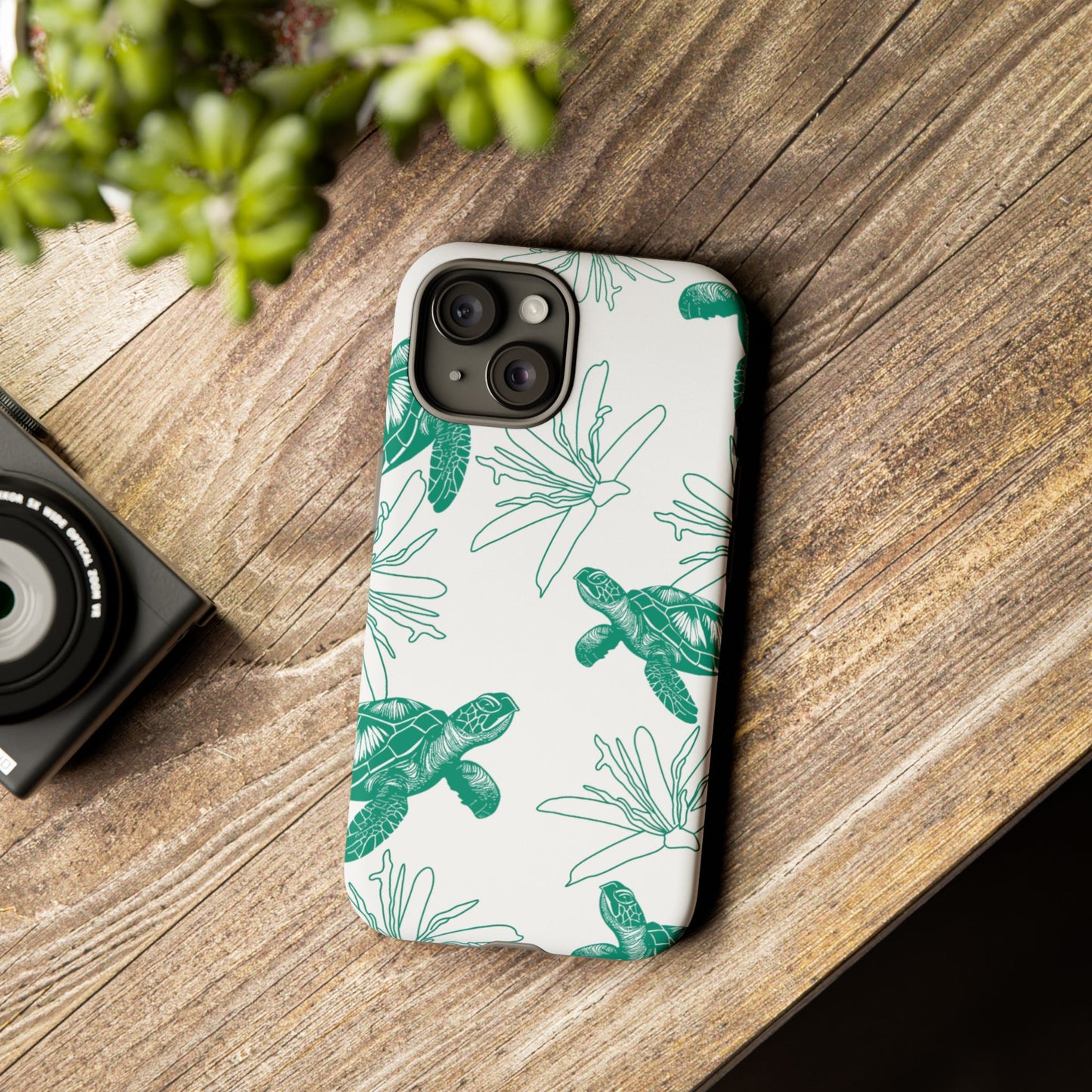 Sea Turtle Pattern Tough Phone Case — Teal Coastal Protection