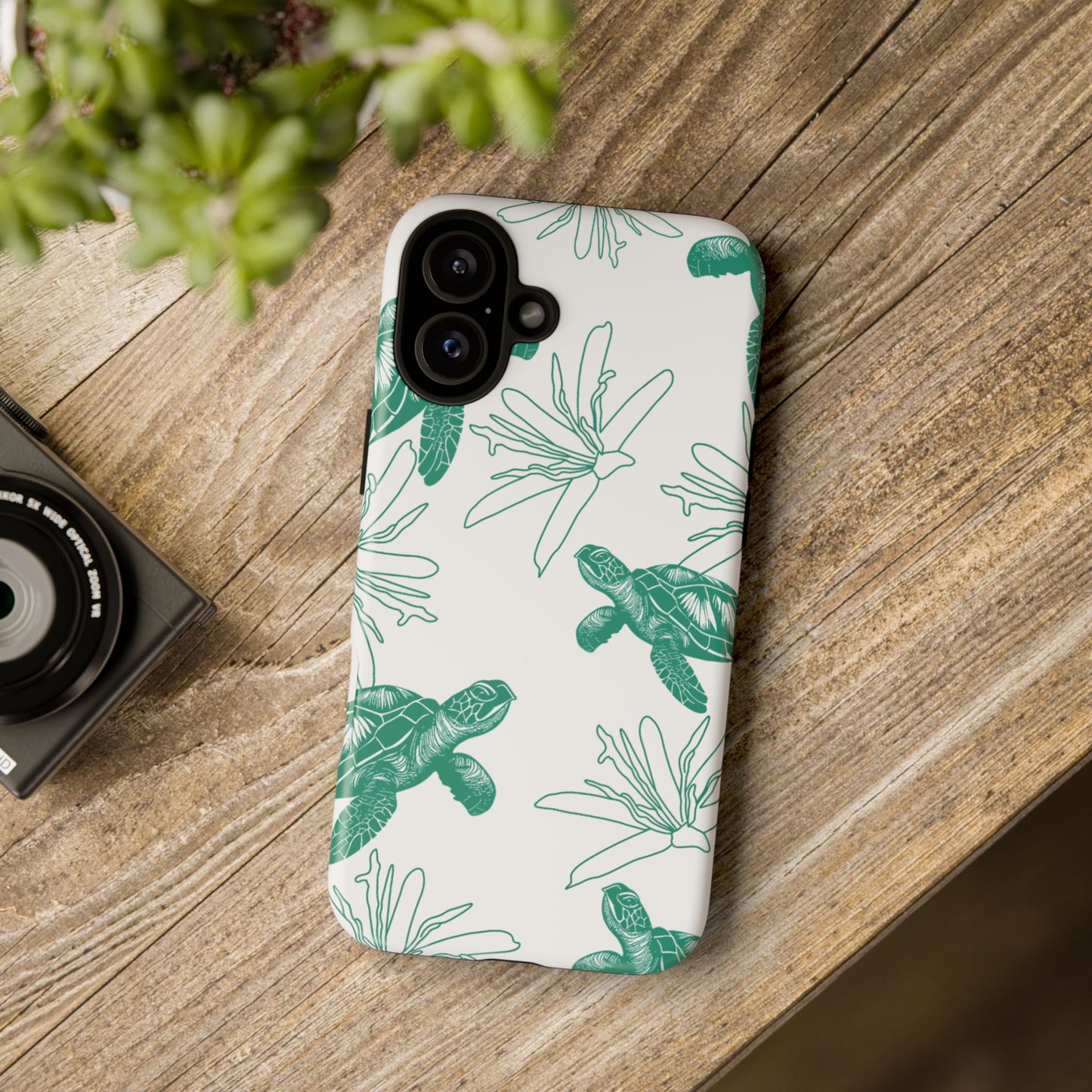 Sea Turtle Pattern Tough Phone Case — Teal Coastal Protection