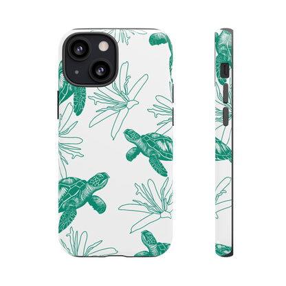 Sea Turtle Pattern Tough Phone Case — Teal Coastal Protection