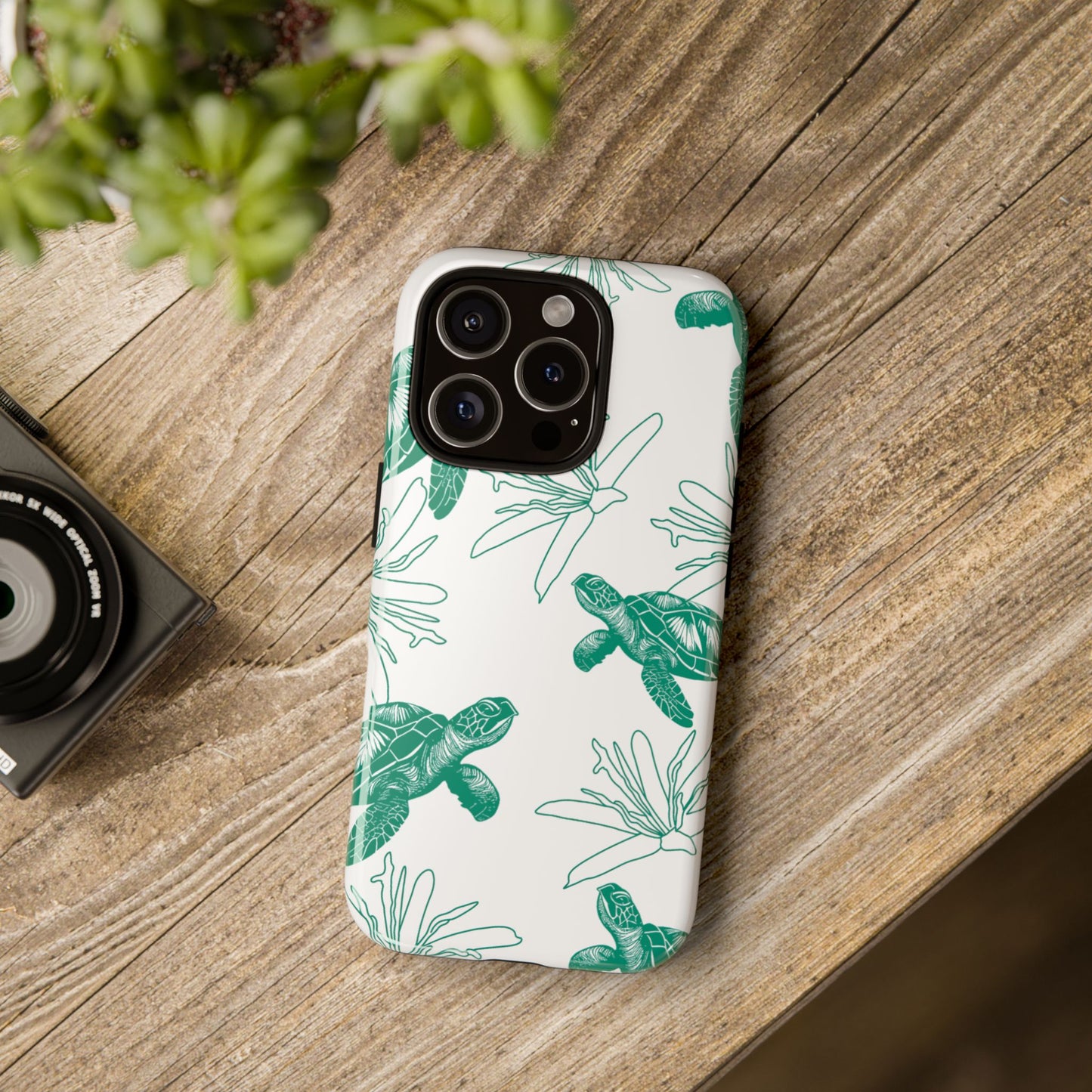 Sea Turtle Pattern Tough Phone Case — Teal Coastal Protection