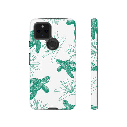 Sea Turtle Pattern Tough Phone Case — Teal Coastal Protection