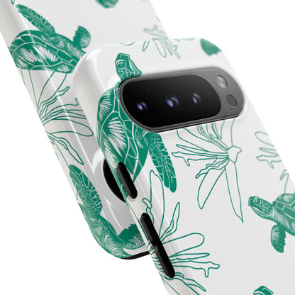 Sea Turtle Pattern Tough Phone Case — Teal Coastal Protection