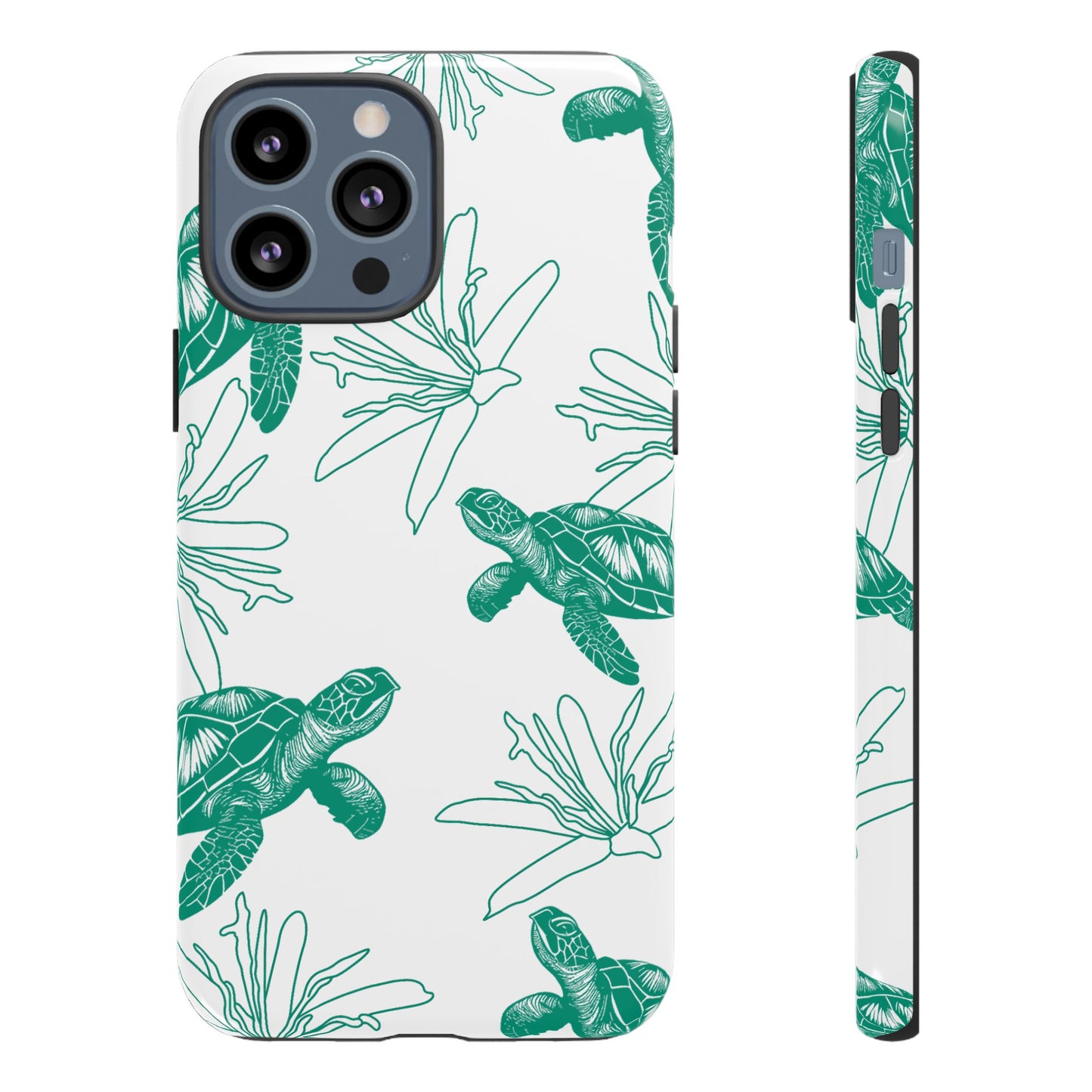 Sea Turtle Pattern Tough Phone Case — Teal Coastal Protection
