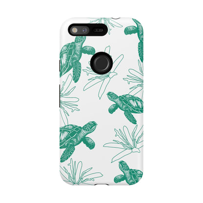 Sea Turtle Pattern Tough Phone Case — Teal Coastal Protection