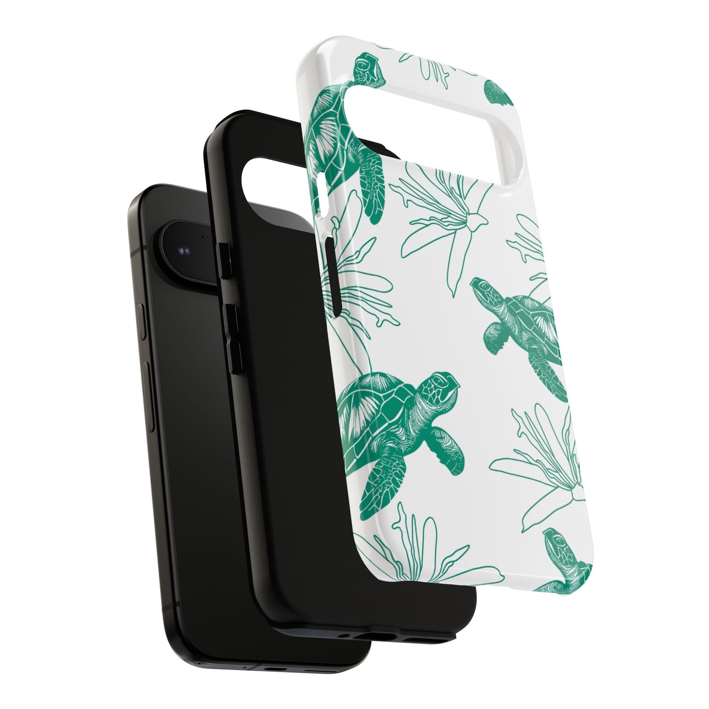 Sea Turtle Pattern Tough Phone Case — Teal Coastal Protection