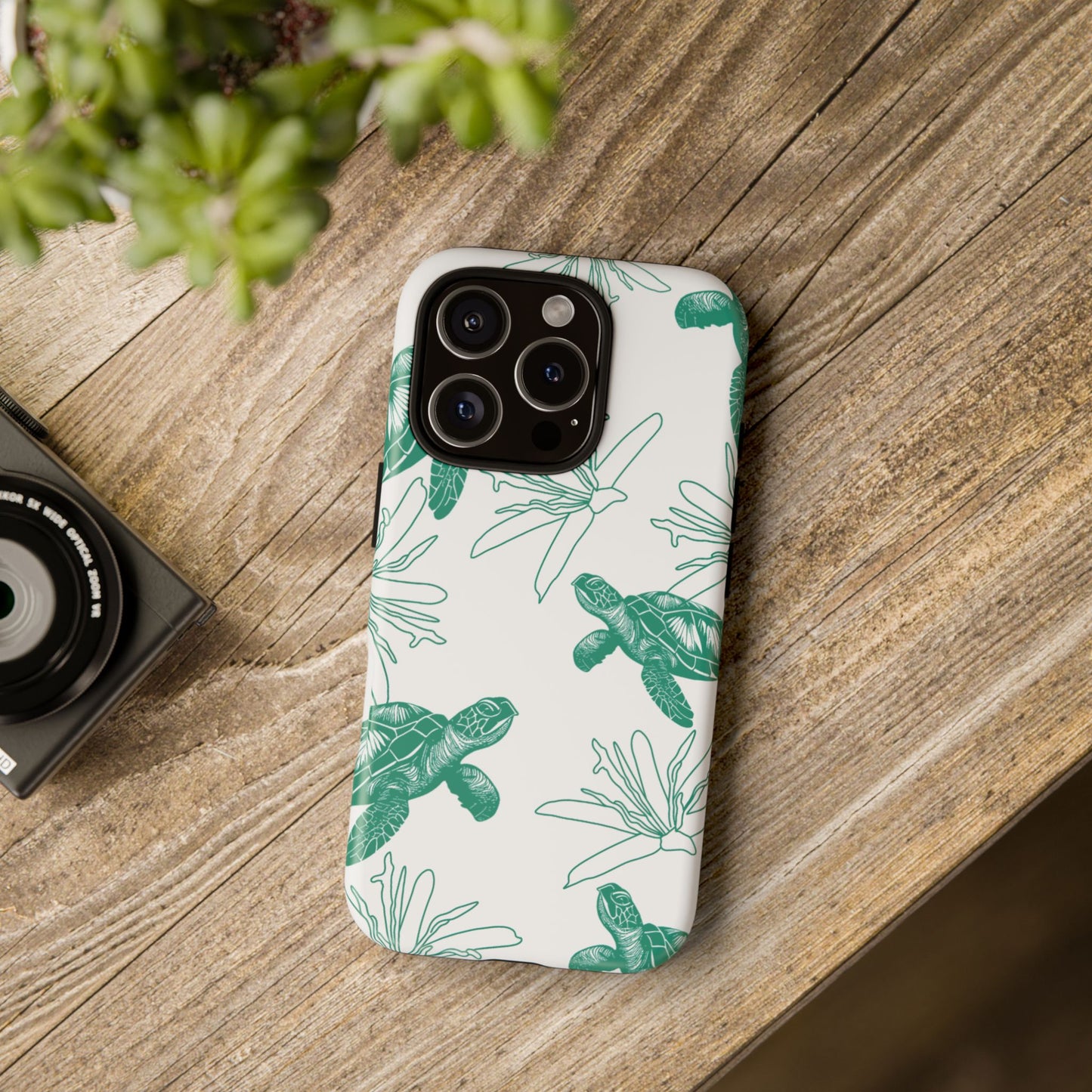 Sea Turtle Pattern Tough Phone Case — Teal Coastal Protection