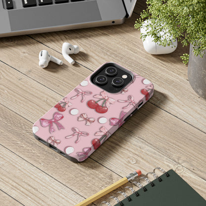 Cute Cherry & Bow Tough Phone Case