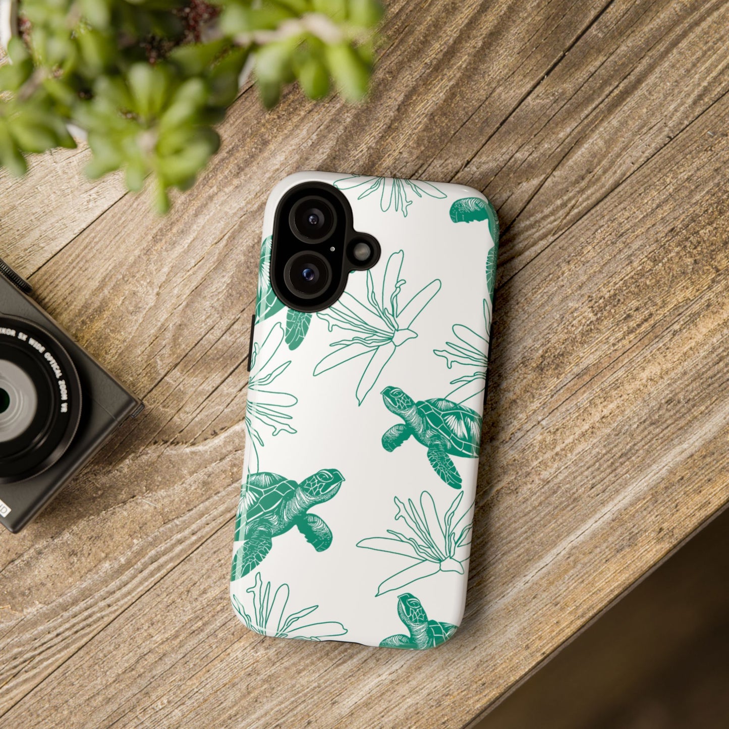 Sea Turtle Pattern Tough Phone Case — Teal Coastal Protection