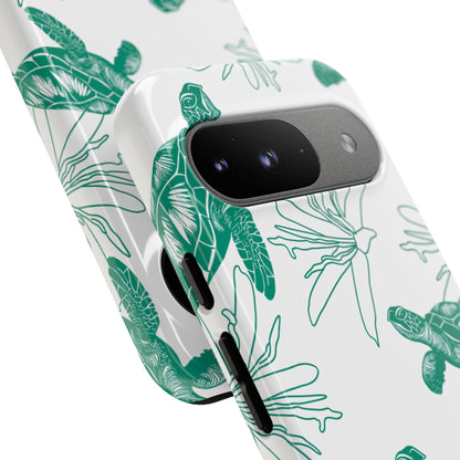 Sea Turtle Pattern Tough Phone Case — Teal Coastal Protection