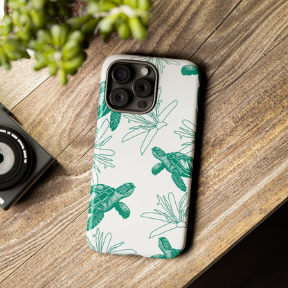 Sea Turtle Pattern Tough Phone Case — Teal Coastal Protection