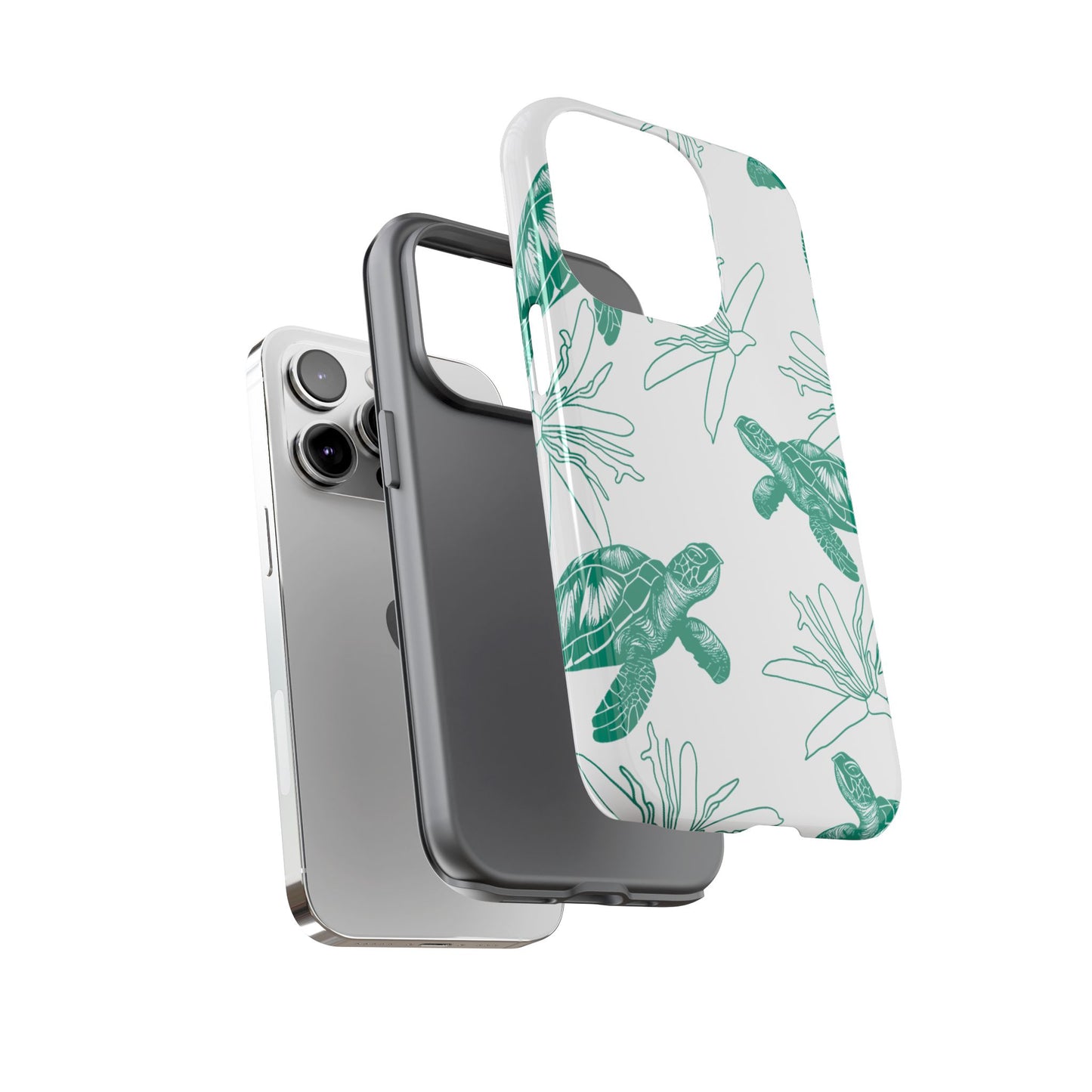 Sea Turtle Pattern Tough Phone Case — Teal Coastal Protection