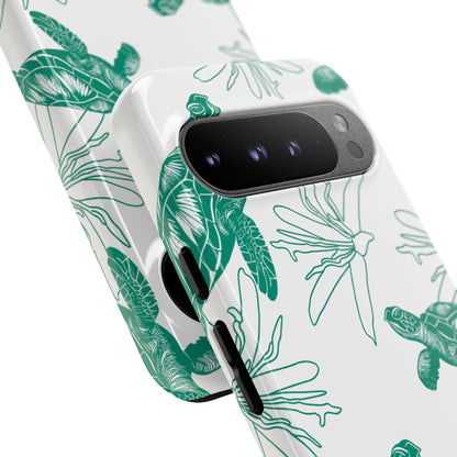 Sea Turtle Pattern Tough Phone Case — Teal Coastal Protection