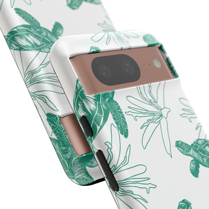 Sea Turtle Pattern Tough Phone Case — Teal Coastal Protection