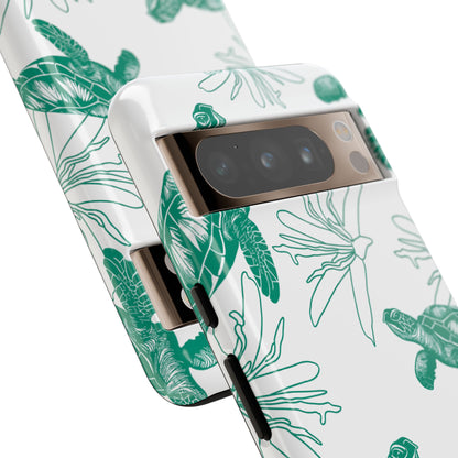Sea Turtle Pattern Tough Phone Case — Teal Coastal Protection