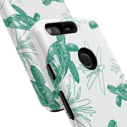 Sea Turtle Pattern Tough Phone Case — Teal Coastal Protection