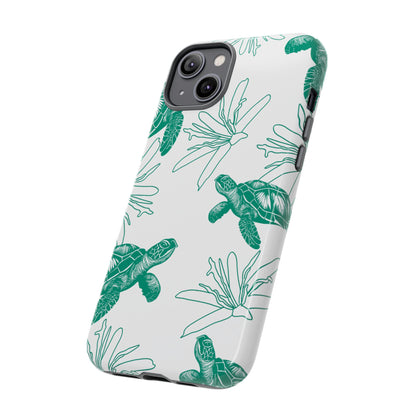 Sea Turtle Pattern Tough Phone Case — Teal Coastal Protection