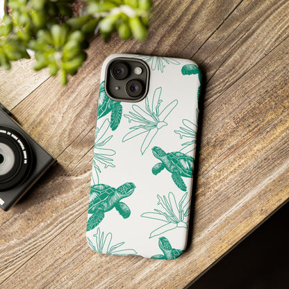 Sea Turtle Pattern Tough Phone Case — Teal Coastal Protection