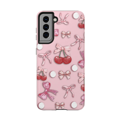 Cute Cherry & Bow Tough Phone Case