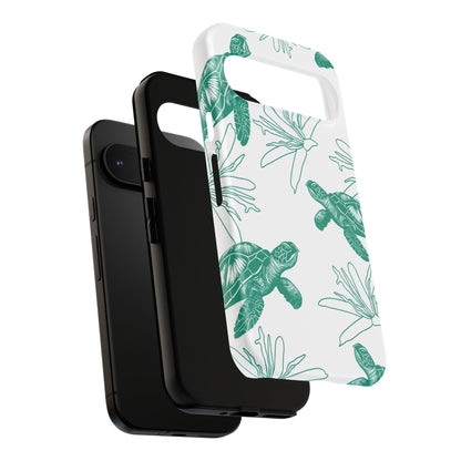 Sea Turtle Pattern Tough Phone Case — Teal Coastal Protection