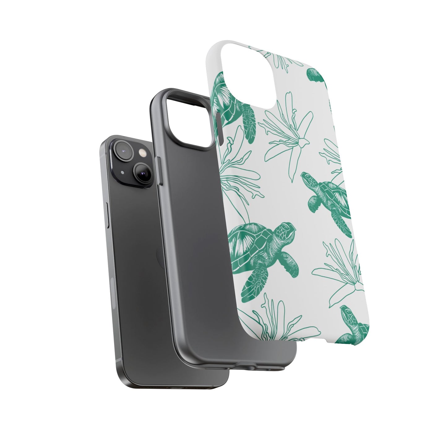 Sea Turtle Pattern Tough Phone Case — Teal Coastal Protection
