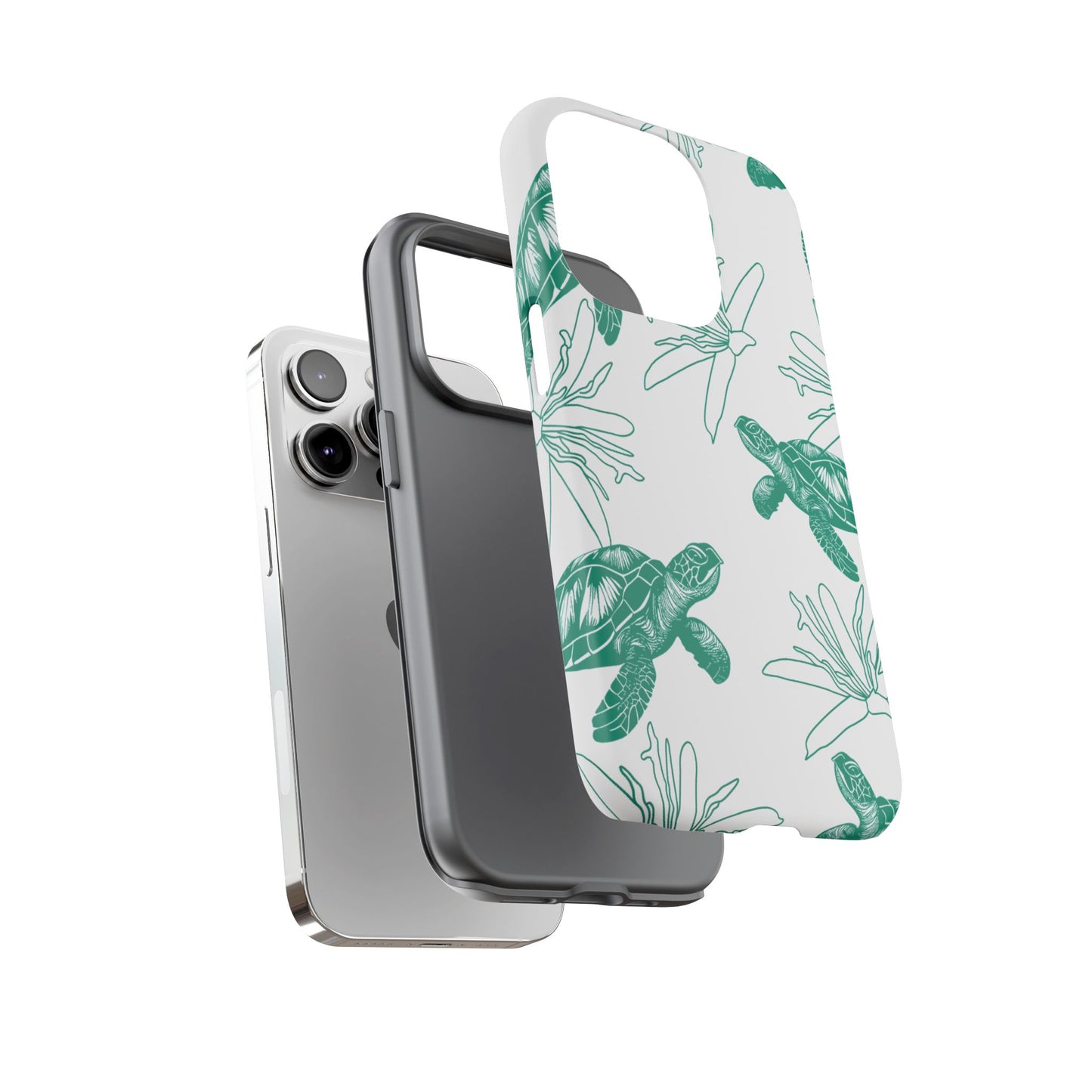 Sea Turtle Pattern Tough Phone Case — Teal Coastal Protection