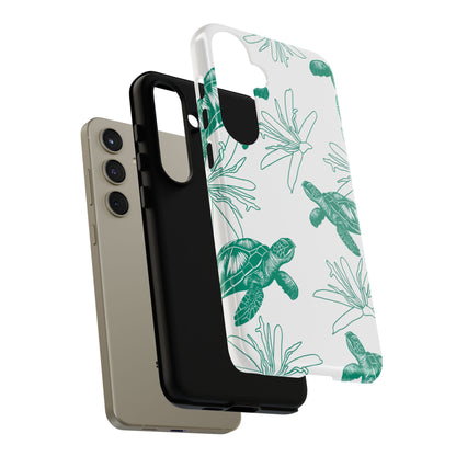 Sea Turtle Pattern Tough Phone Case — Teal Coastal Protection