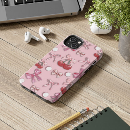 Cute Cherry & Bow Tough Phone Case