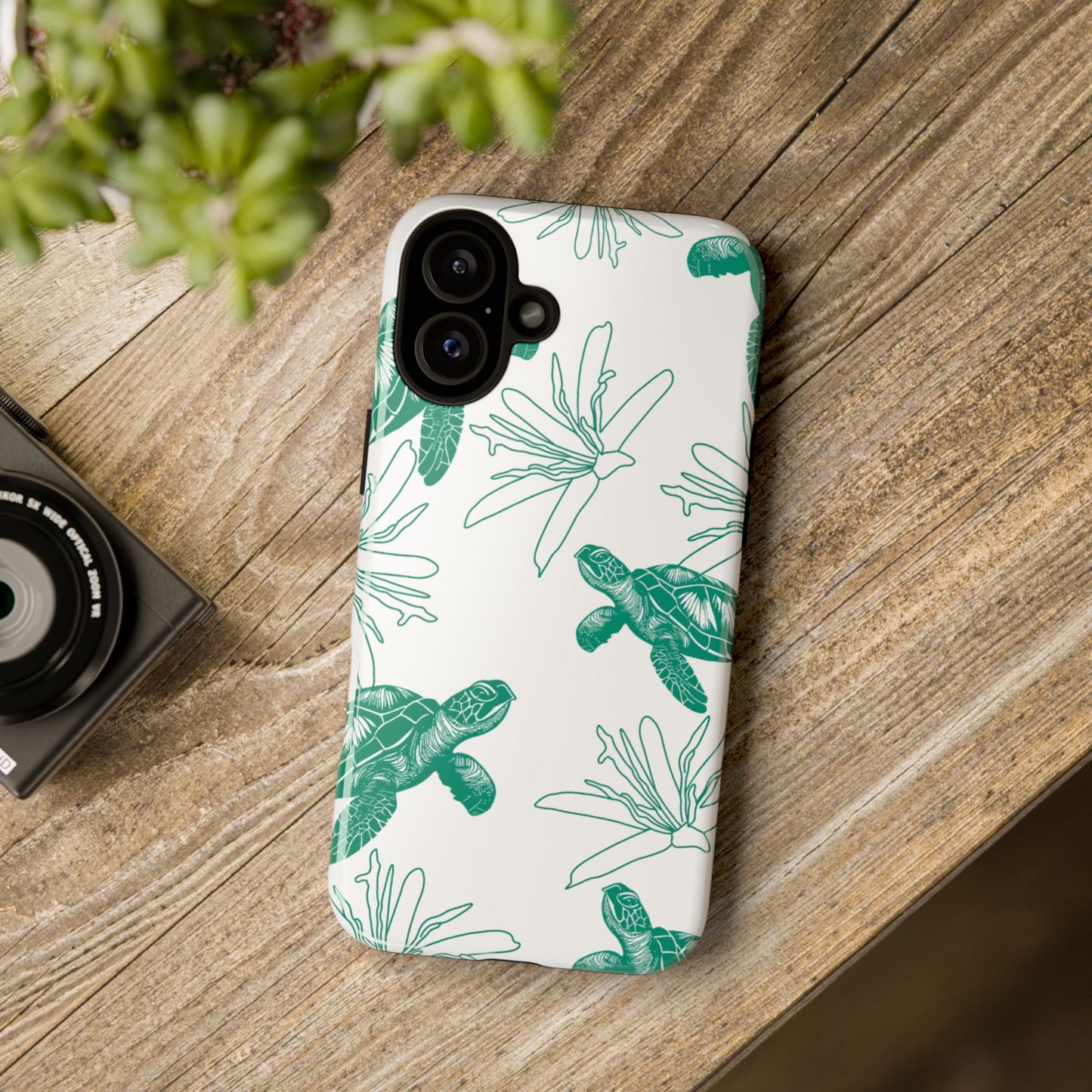 Sea Turtle Pattern Tough Phone Case — Teal Coastal Protection