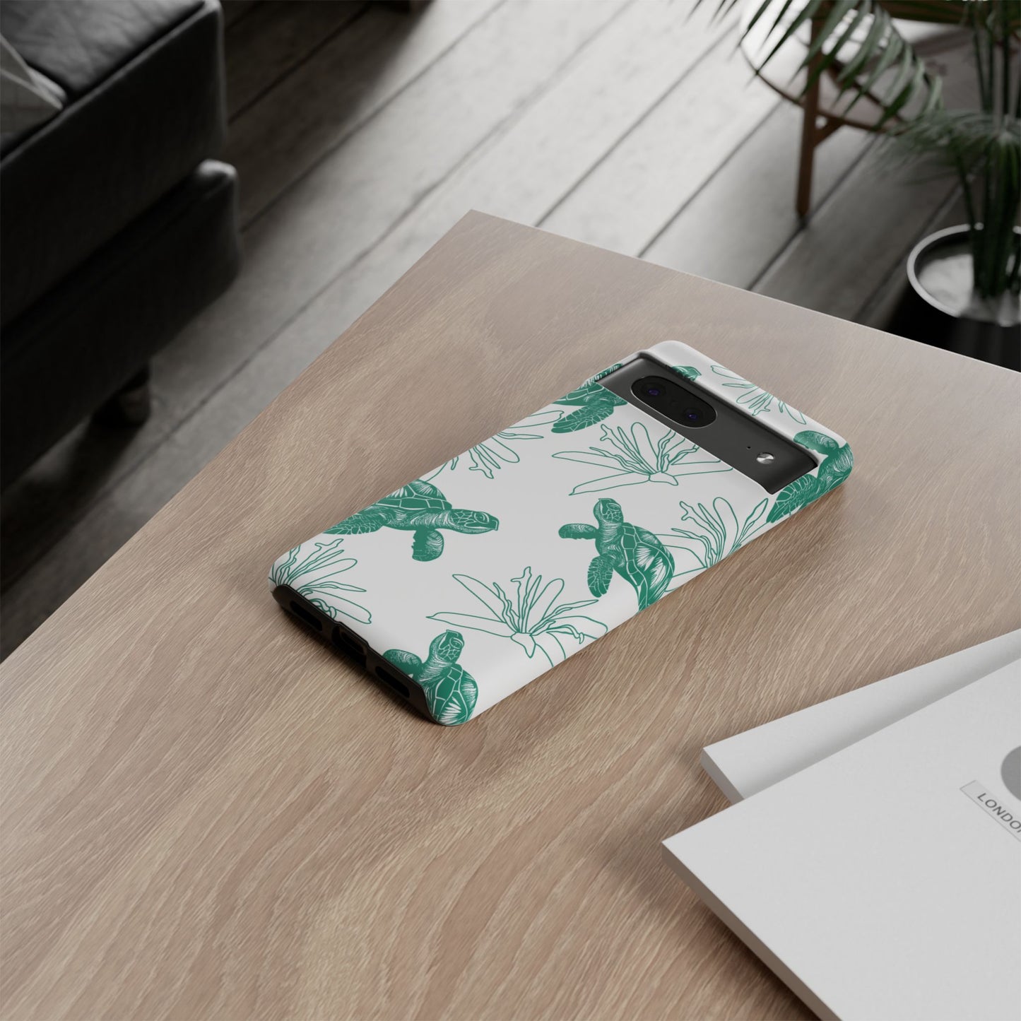 Sea Turtle Pattern Tough Phone Case — Teal Coastal Protection