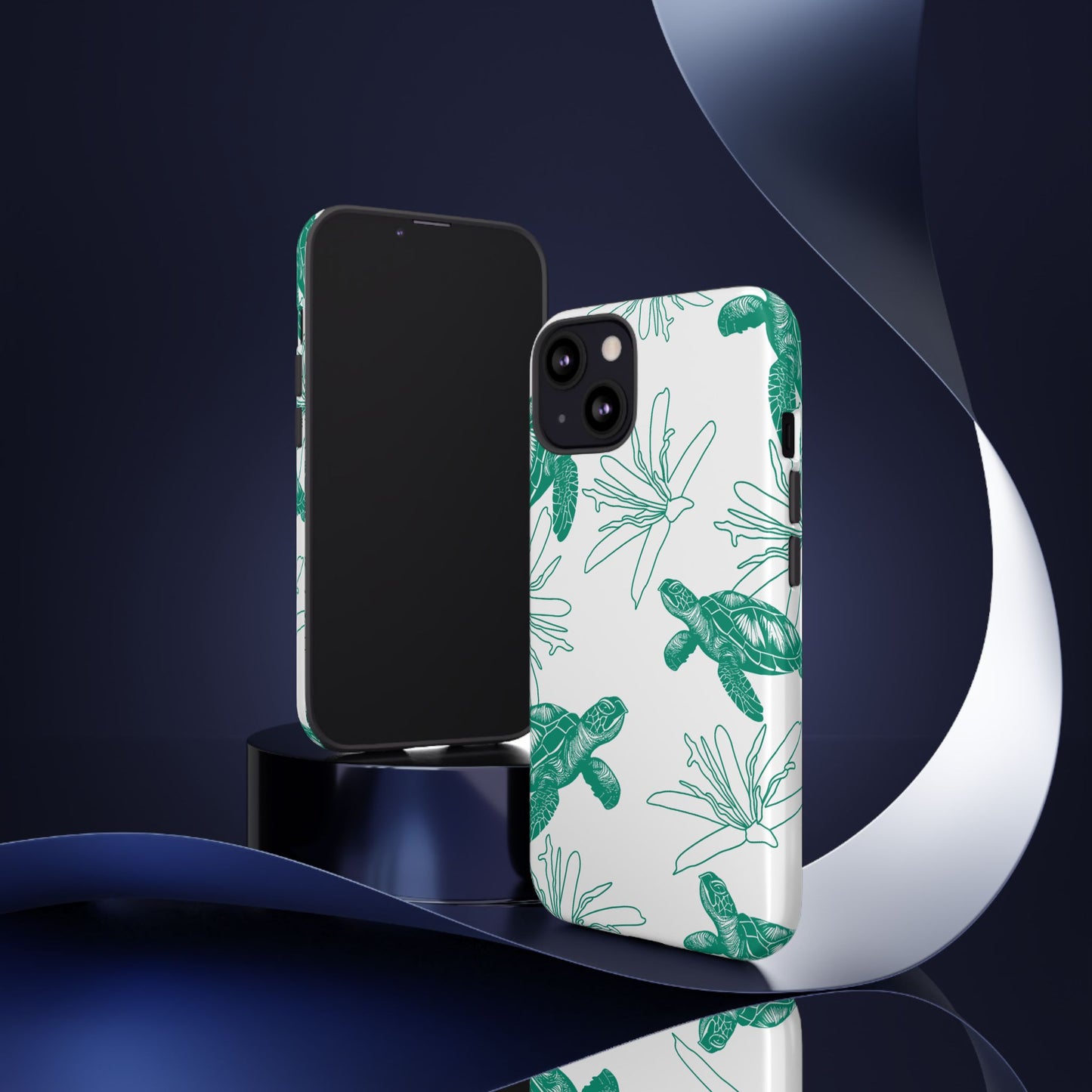 Sea Turtle Pattern Tough Phone Case — Teal Coastal Protection
