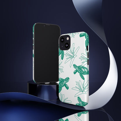 Sea Turtle Pattern Tough Phone Case — Teal Coastal Protection