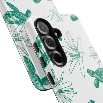 Sea Turtle Pattern Tough Phone Case — Teal Coastal Protection