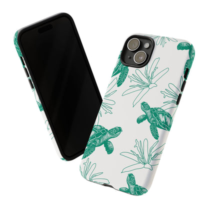Sea Turtle Pattern Tough Phone Case — Teal Coastal Protection