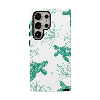 Sea Turtle Pattern Tough Phone Case — Teal Coastal Protection
