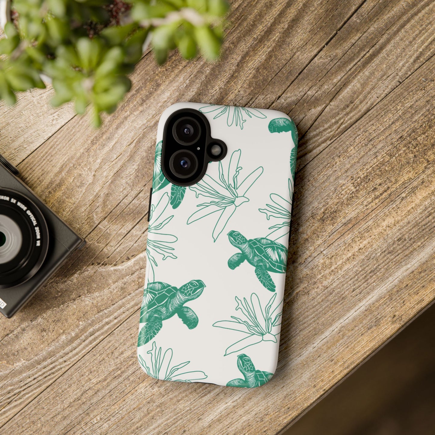 Sea Turtle Pattern Tough Phone Case — Teal Coastal Protection